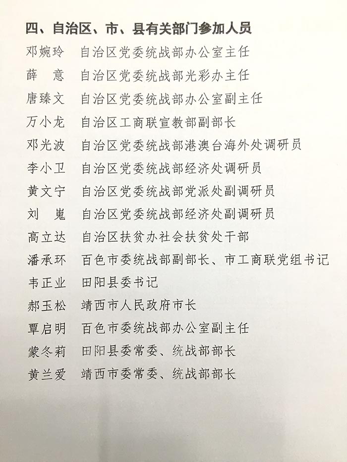 田陽扶貧結對會有關部門領導